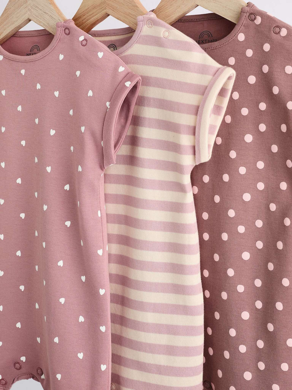 Боди с коротким рукавом для малышей Next B57-324, 3 шт., Бежевый, Розовый, Коричневый