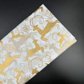 Бумага тишью Золотые олени на белом 50х66 см (10 листов)