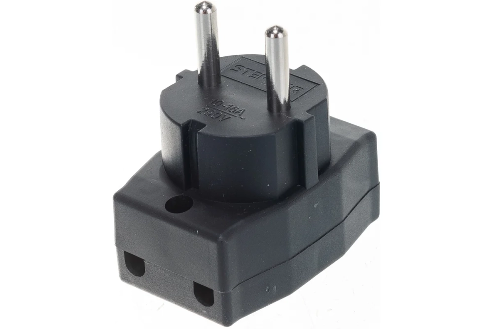 Сетевой 3-местный компактный разветвитель STEKKER без заземления, ADP10-16-20, черный 39295