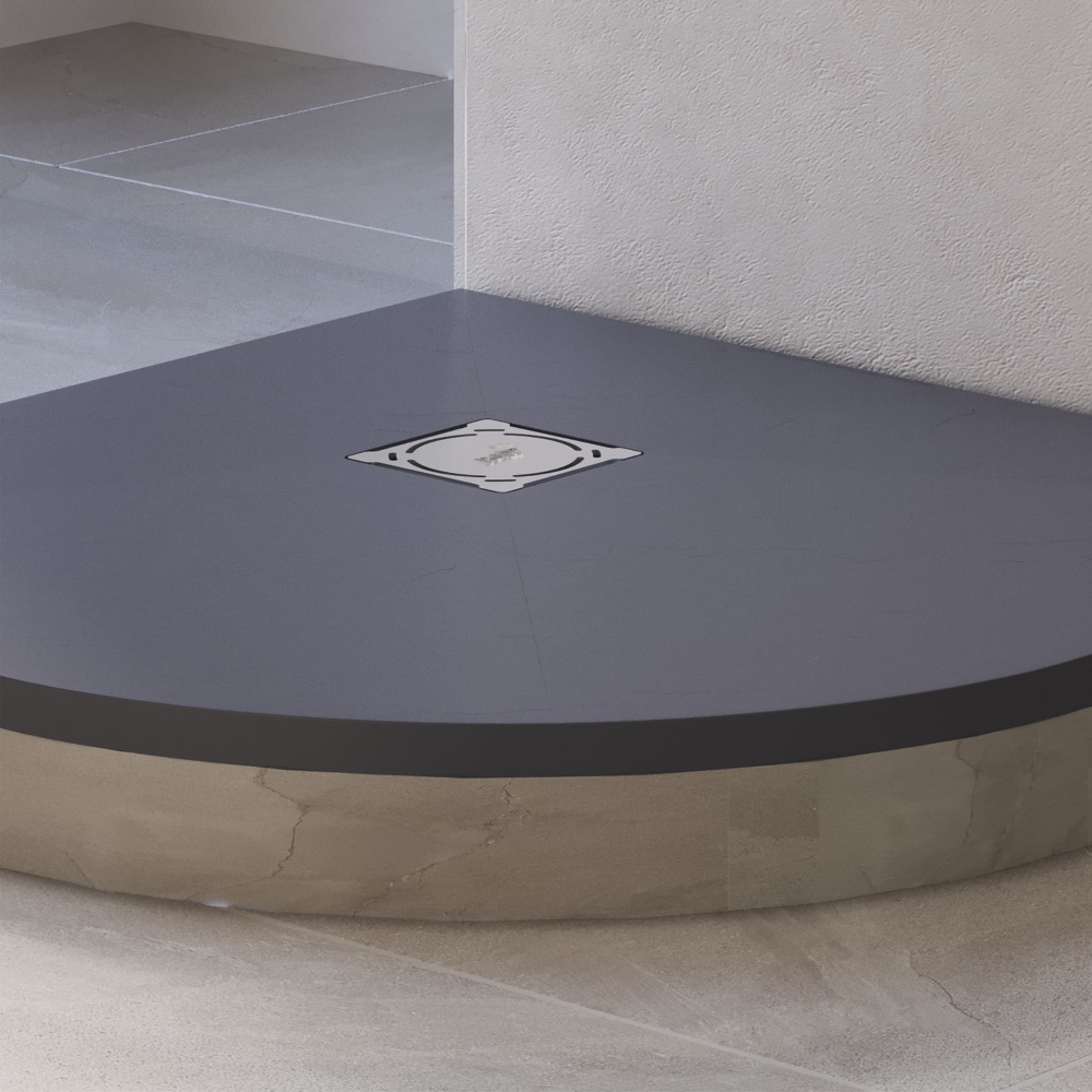 Душевой поддон полукруглый RGW ST/R-G Графит (1000x1000)