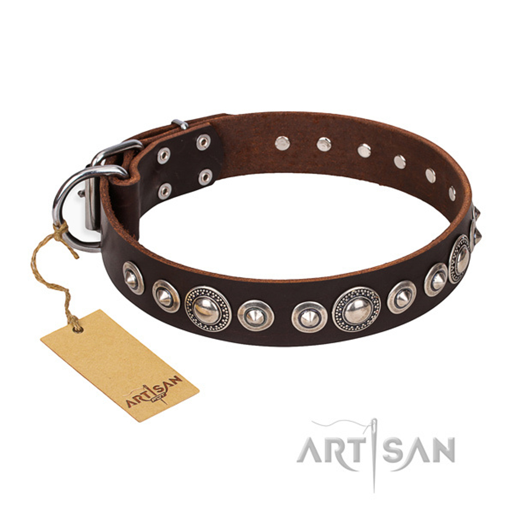 Ошейник "STRICT ELEGANCE" Коричневый кожаный №40 62,5см C204##brown-hrome
