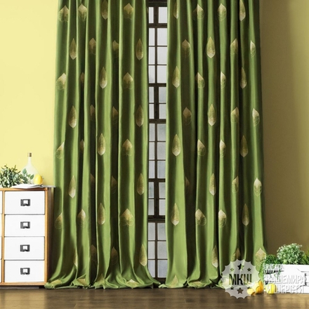 Готовые шторы и покрывало в комплекте ЭЛЛИ (арт. BL10-297-03) - зеленый