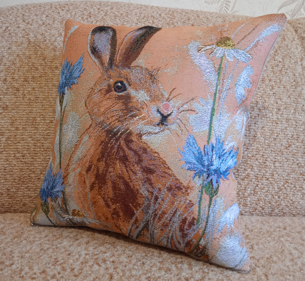 Декоративный гобеленовый чехол для интерьерной подушки Василек 38*38