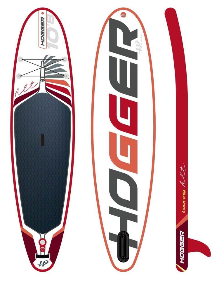 SUP доска HOGGER Touring 10.8&quot; надувная прогулочная, drop-stich двухслойная технология красный/белый