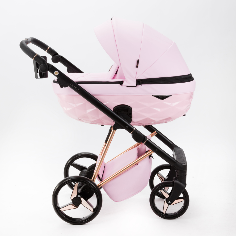 Детская универсальная коляска Adamex Quantum SuperStar Q-STAR136 (2в1) Розовый зефир экокожа, роз. золото