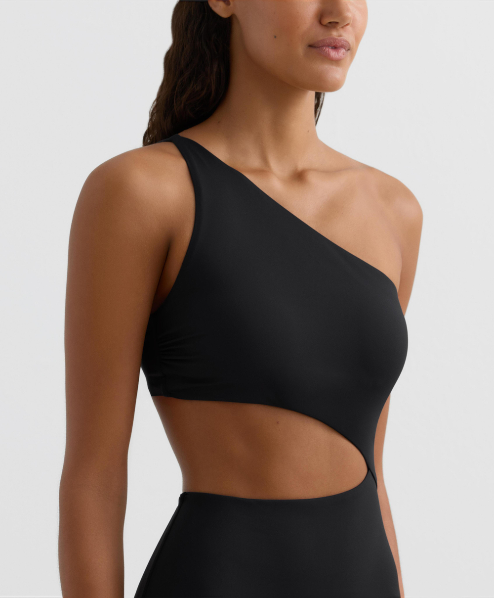 OYSHO Асимметричный купальник с завязками, черный