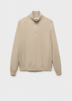 Джемпер с микроструктурой и воротником на молнии