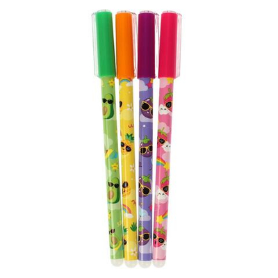 Ручка пиши-стирай гелевая 0,5 мм, синяя "Фрукты"