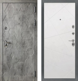 Входная дверь в квартиру с шумоизоляцией DIVA Сударь МД-51 Темный бетон / рис.Лучи М11 Белый софт