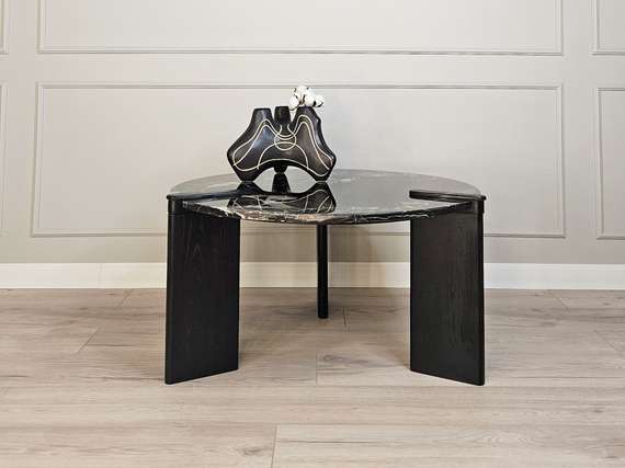 Журнальный столик SC133B, Ø80х42 см, черный мрамор