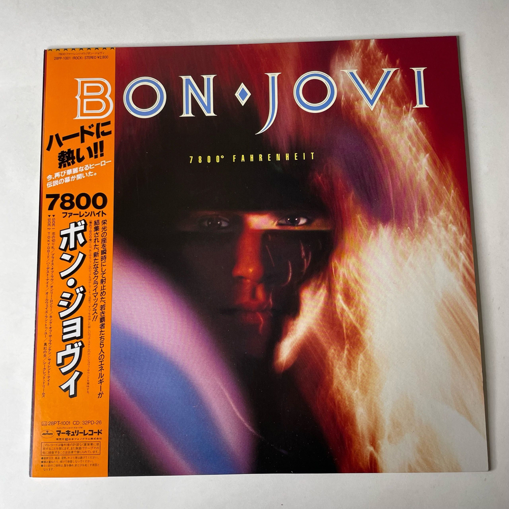 Винтажная виниловая пластинка LP Bon Jovi 7800 Fahrenheit (Япония 1985) (Оби)