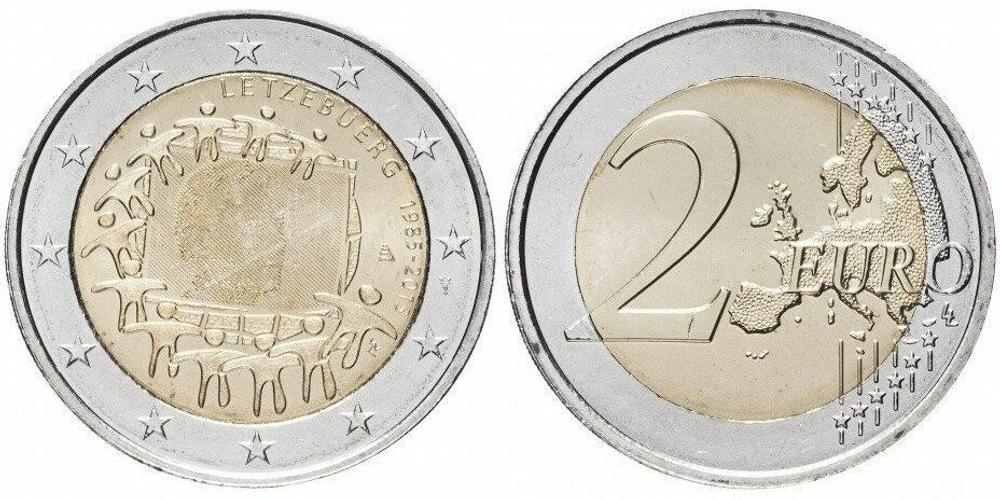 Люксембург 2 евро, 2015 30 лет флагу Европейского союза UNC