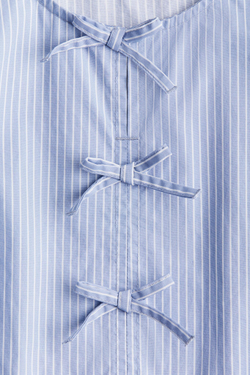 H&M Платье из хлопка с рукавами-фонариками, светло-голубой