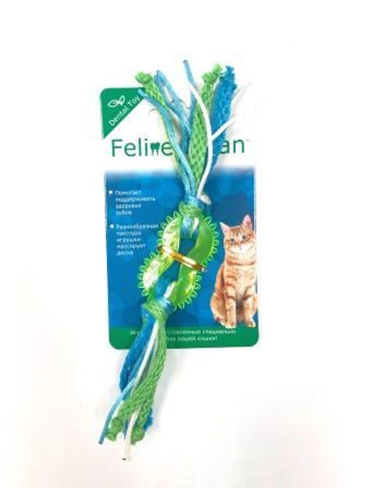 Feline Clean игрушка для кошек Dental Колечко прорезыватель с лентами, резина