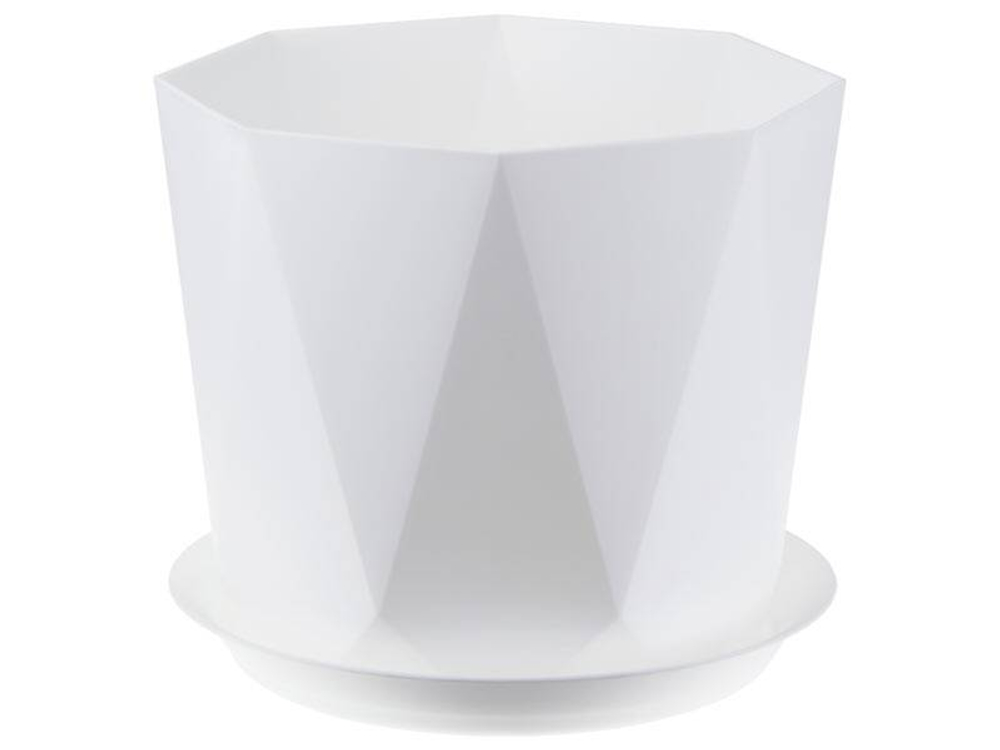 Кашпо Призма 4,7л d220мм с поддоном, белый