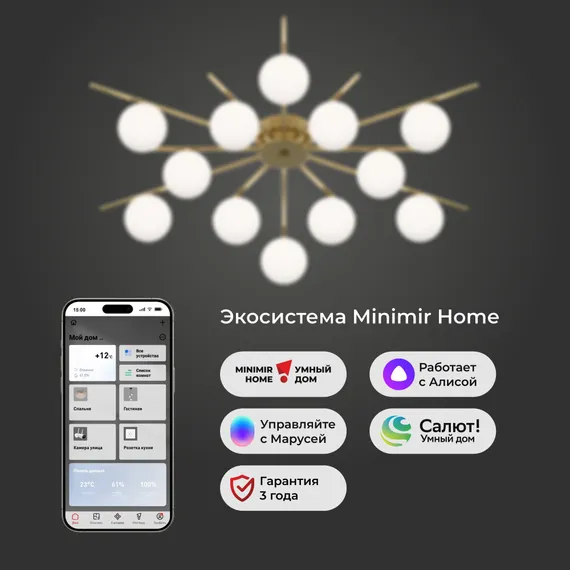 302001/12 / светильник потолочный / латунь Smart
