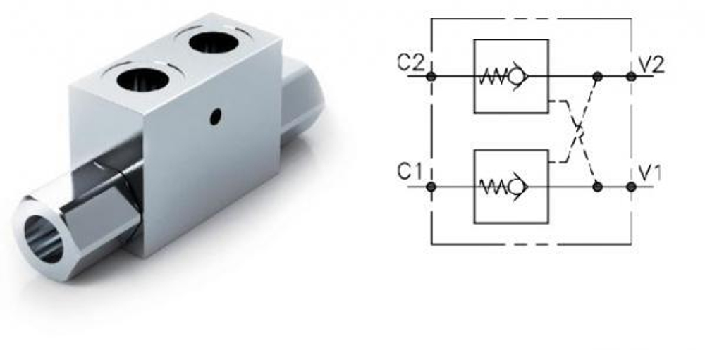 Гидрозамок двухсторонний 003.360.OWO.A G3/8, 35 л/мин, VBPDE