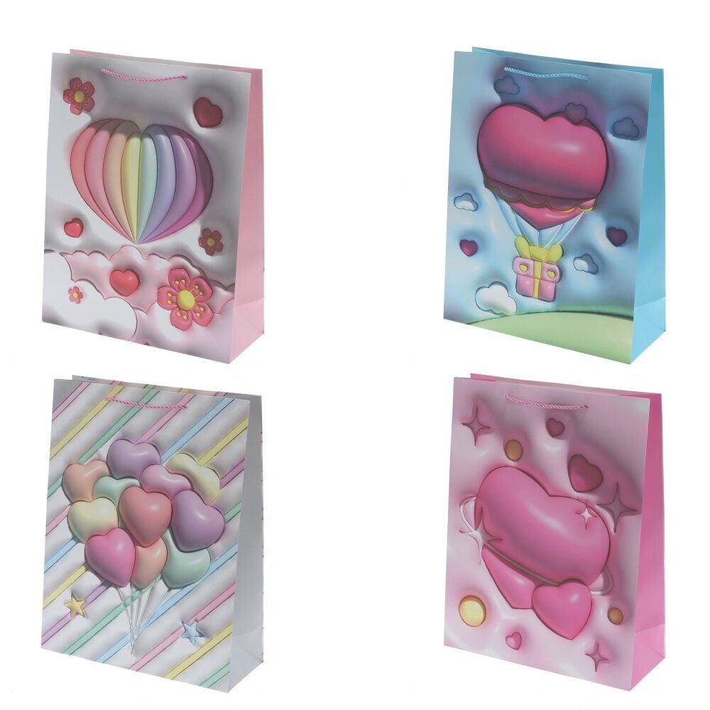 GAEM Пакет подарочный L (бумага 210г/м2, блок микс 12шт), L31 W12 H40 см, 4в.