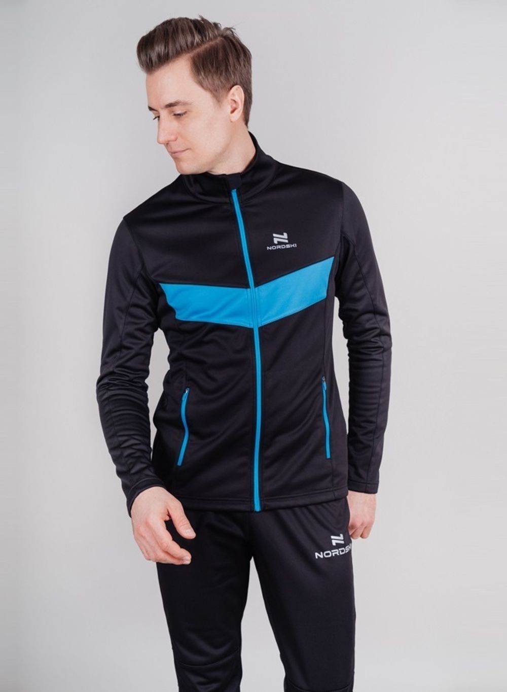 Утеплённая лыжная куртка Nordski Base черный-синий мужская