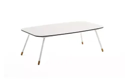 "Верона" журнальный стол из HPL 120х65, H40, каркас белый муар, цвет столешницы "молочный"