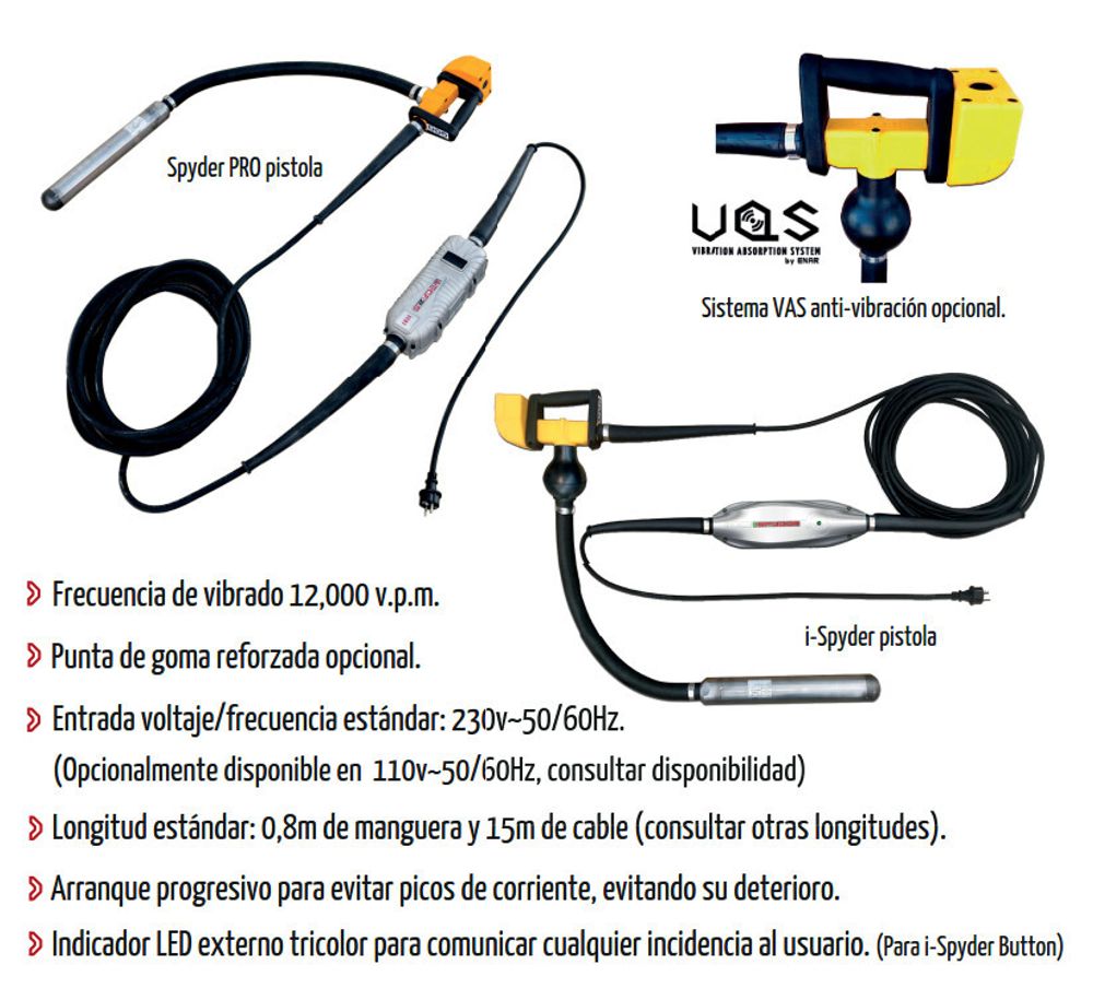 Глубинный вибратор Enar SPYDER PRO 38 GUN высокочастотный - [220V / 38 мм / длина 0.8 м]