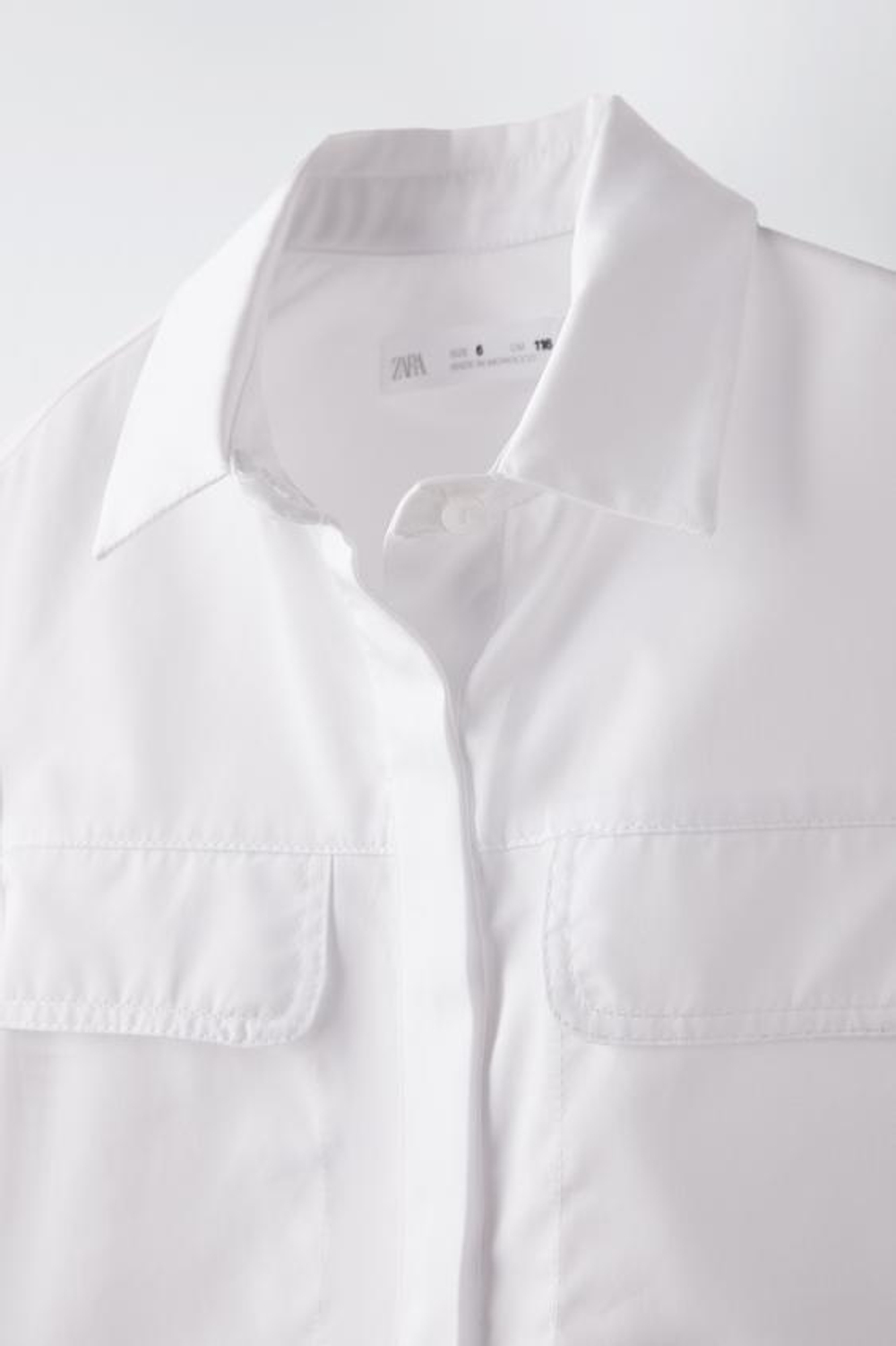 ZARA РУБАШКА ИЗ ПОПЛИНА С КОРОТКИМИ РУКАВАМИ, БЕЛЫЙ