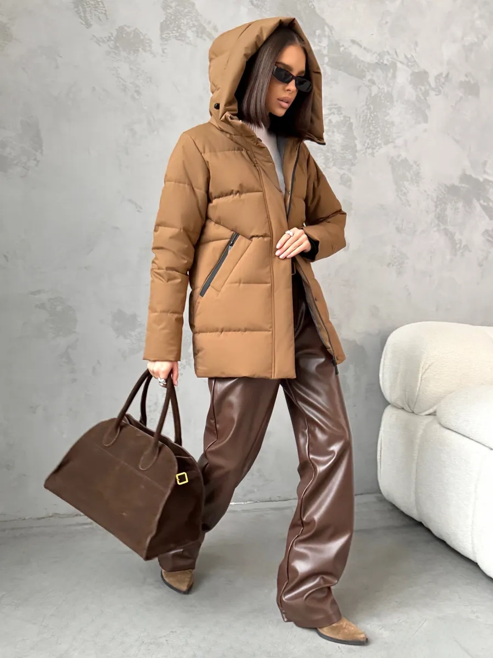 Куртка весенняя удлиненная с капюшоном