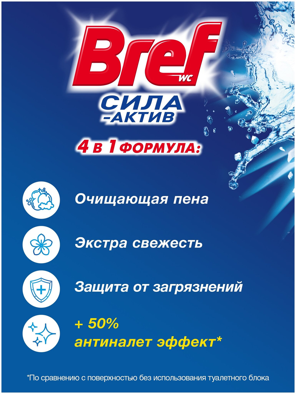 ЧИСТЯЩЕЕ СТРЕДСТО ДЛЯ УНИТАЗА БРЕФ СИЛА-АКТИВ ОКЕАН. БРИЗ 50 ГР
