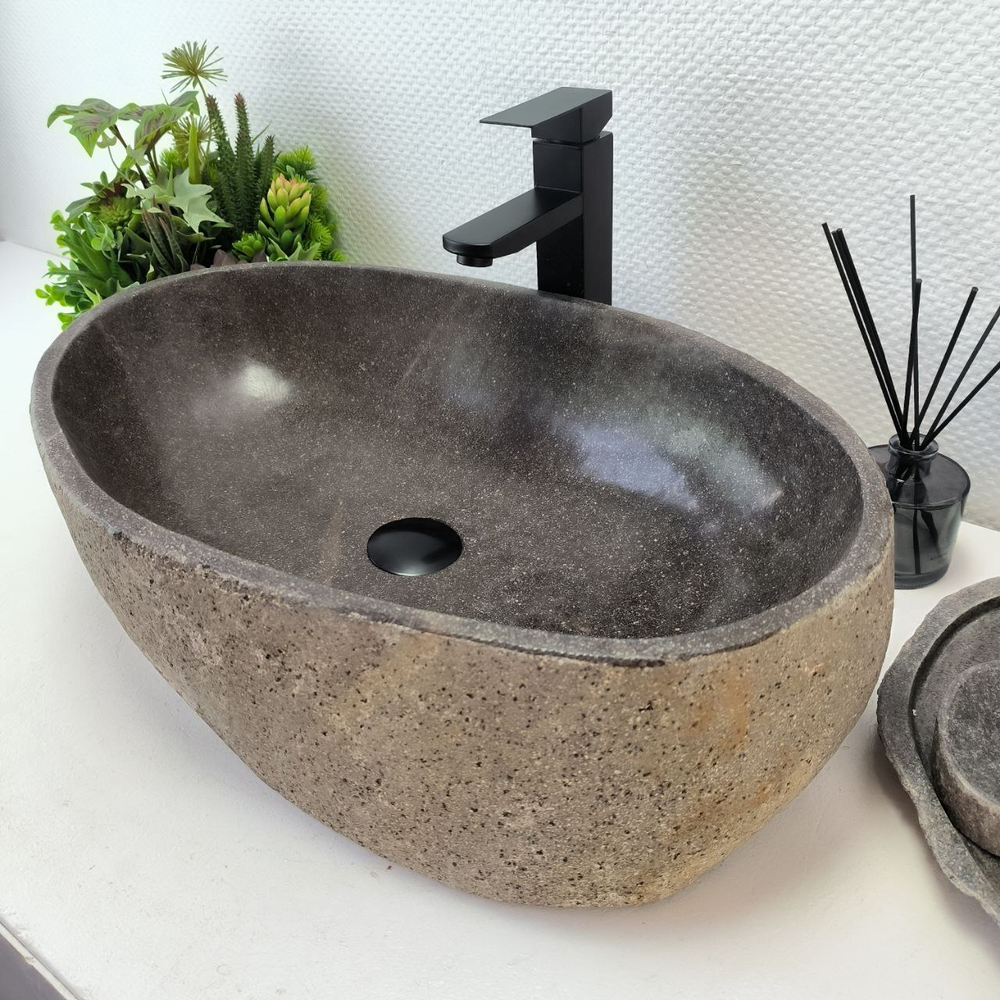 Раковина из речного камня RS-63545 (63*37*16) 0124