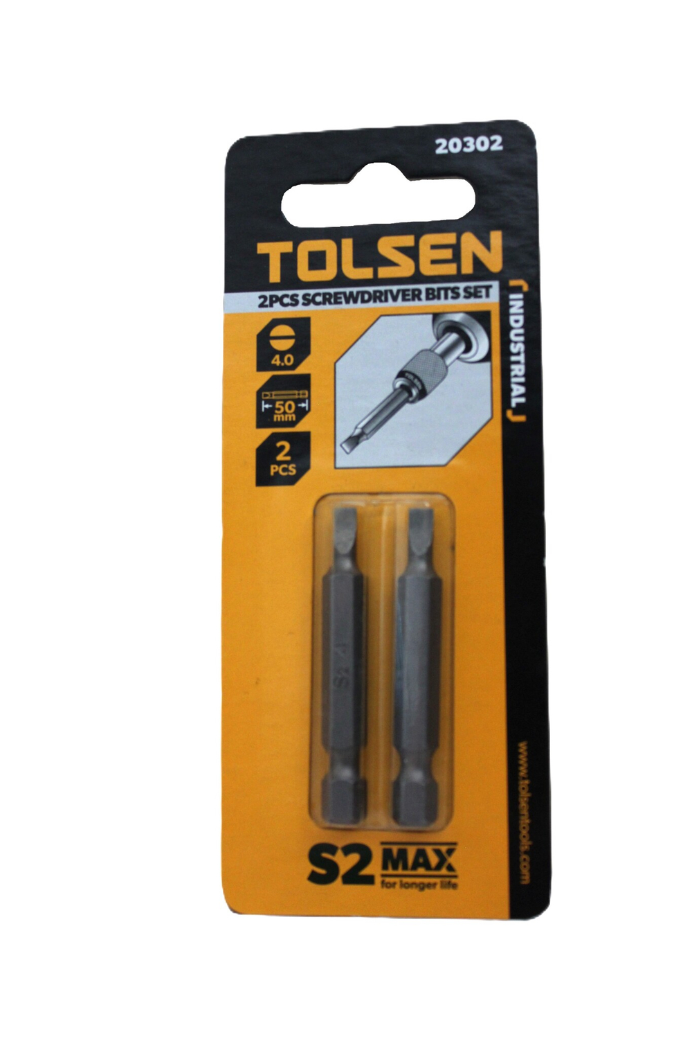 Набор односторонних бит TOLSEN "INDUSTRIAL" 1/4" SL4х0.5х50мм 2шт. 20302
