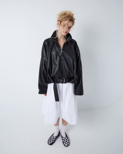 Куртка на молнии из экокожи черный