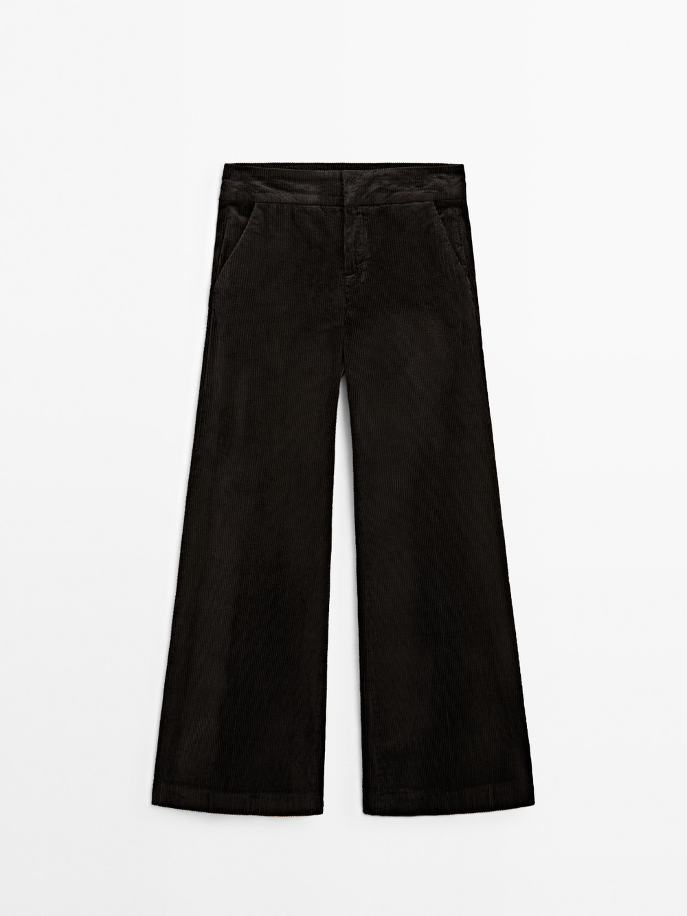 Massimo Dutti Вельветовые брюки-палаццо со средней посадкой, шоколадный