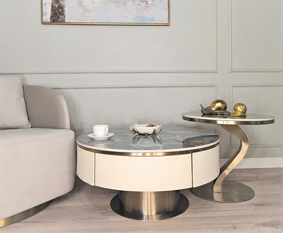 Комплект из 2 столиков 4279, керамика Amazon Green, латунь