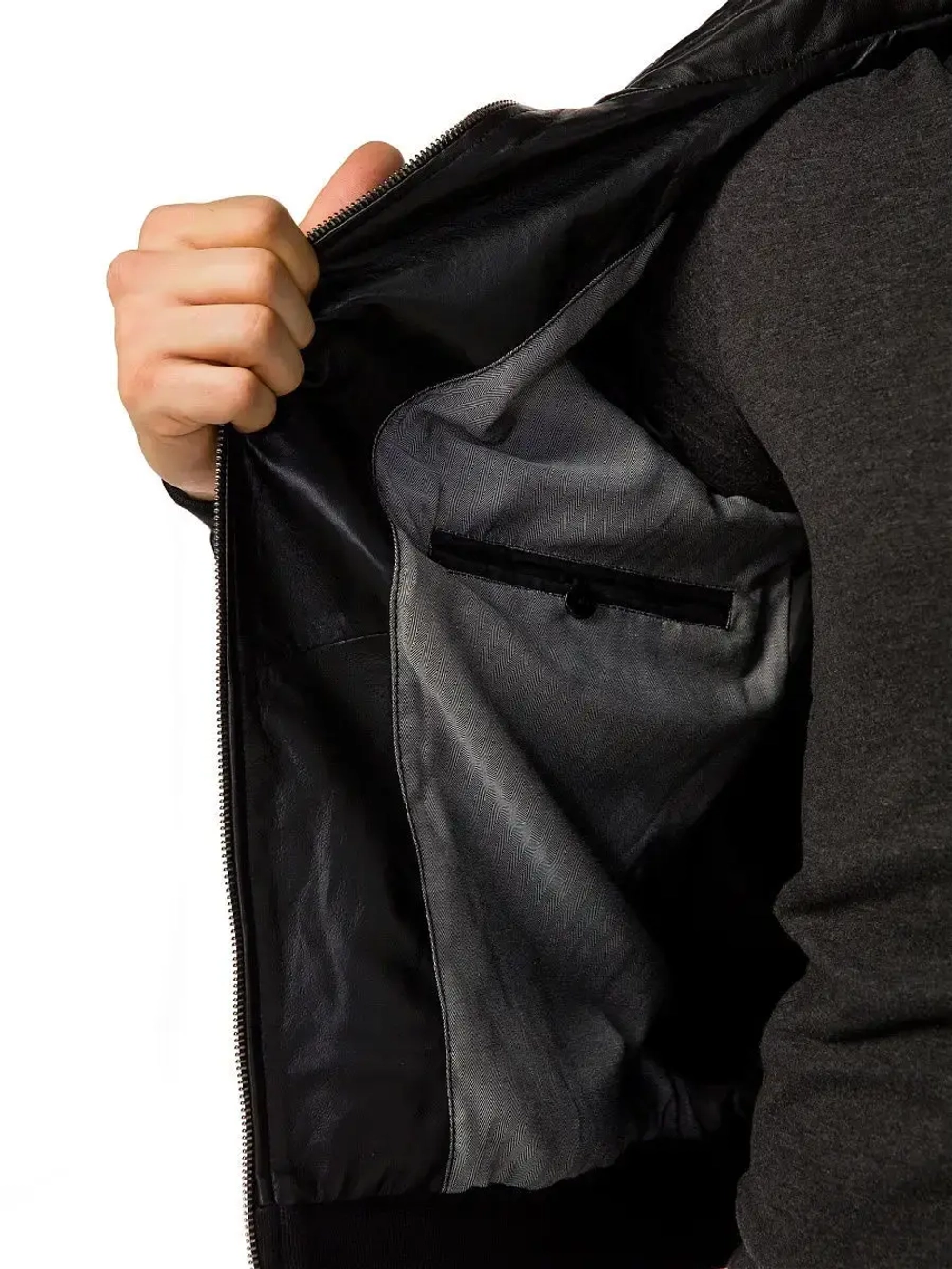 Куртка мужская натуральная кожаная с капюшоном бомбер Турция