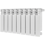 Радиатор биметаллический STOUT TITAN VENTIL 350 - 9 секций (подключение нижнее правое, цвет белый)