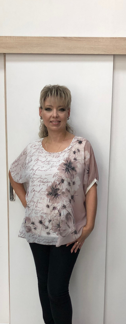 Двойной светлый удлиненный блузон с шифоновым верхом