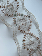 Кружево тонкое на сетке цветное ш-8см Франция. (хлопок/шелк). 1 м