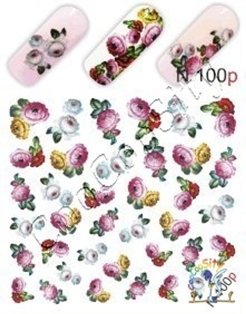 Слайдер-дизайн для ногтей Цветы N 100 p