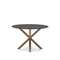 Стол Argo Ø120 см, матовое черное стекло, стальные ножки под дерево
