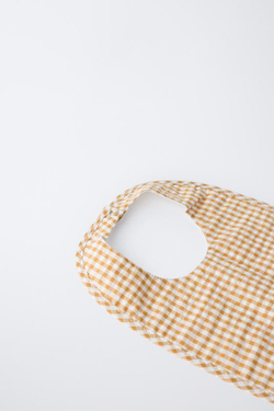 ZARA НАГРУДНИК В КЛЕТКУ ВИШИ, ГОРЧИЧНЫЙ