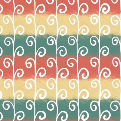 Спирали на пастельном зеленом, желтом и красному