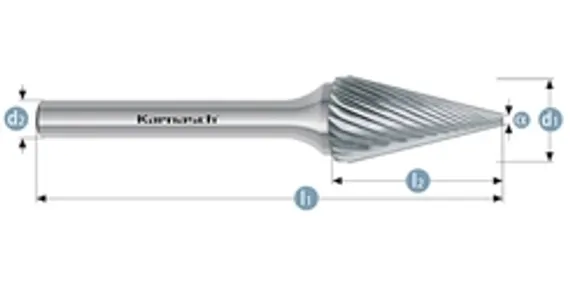 Борфреза твердосплавная Karnasch форма B, 6х18х6х50 мм, насечка HP-6, покрытие Blue-Tec, арт. 11.5014-050