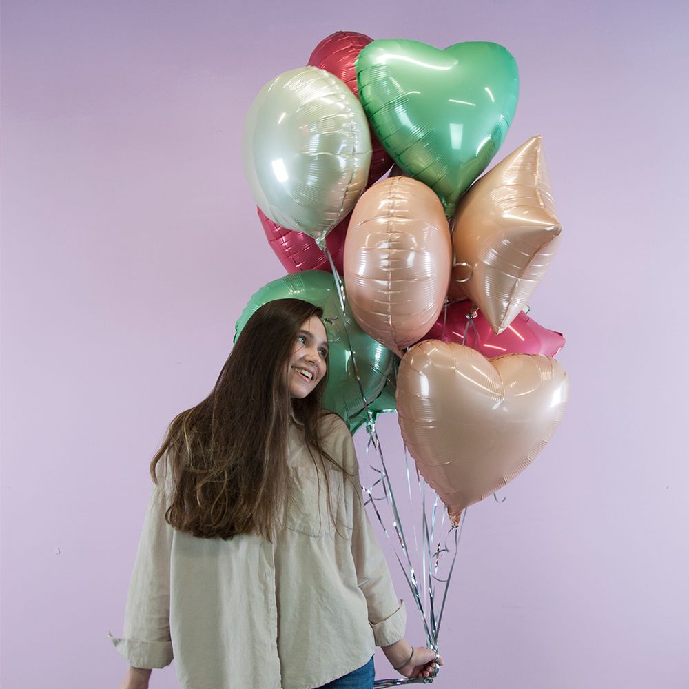 Шар (18''/46 см) Сердце, Пудровый, Макарунс, 1 шт.