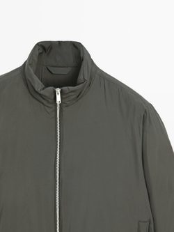 Massimo Dutti Легкая водоотталкивающая стеганая куртка, серо-зеленый