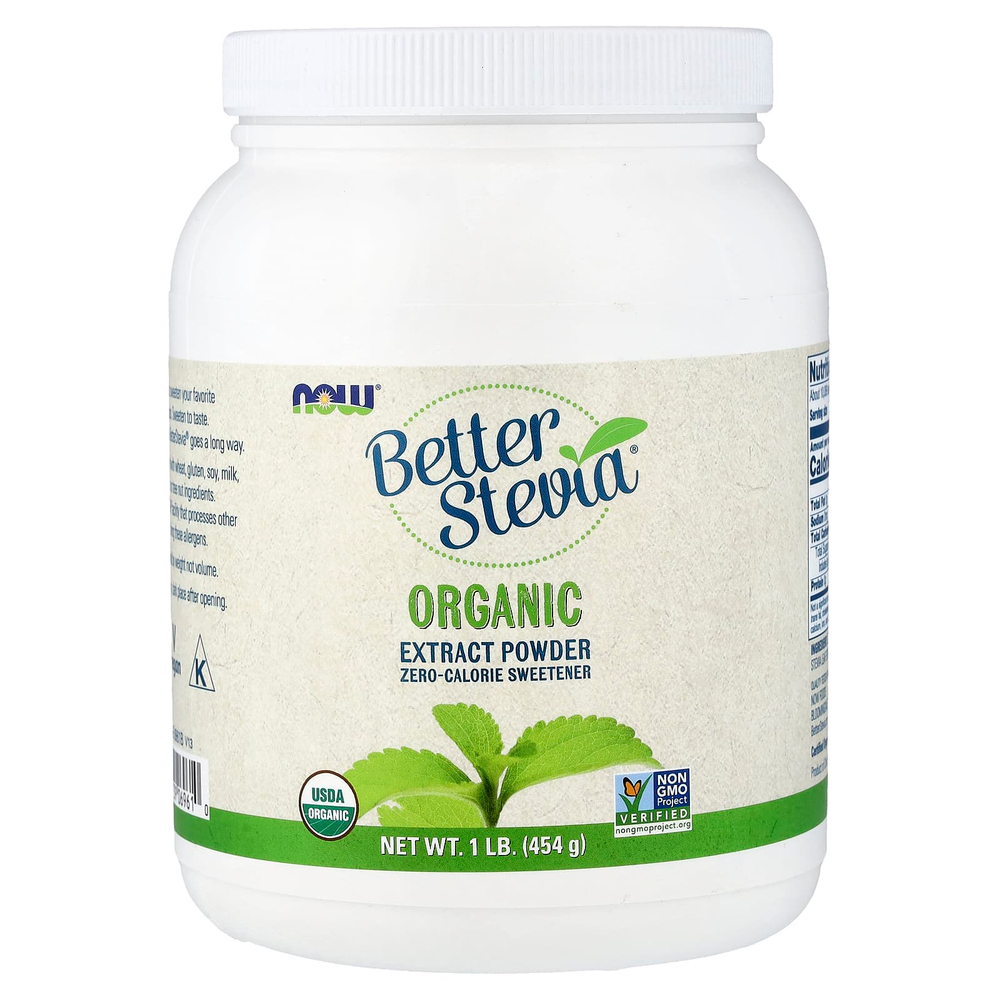 NOW Foods, Better Stevia, Organic Extract Powder, 1 фунт (454 г)