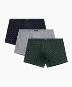 Мужские трусы шорты Atlantic, набор из 3 шт., хлопок, тёмно-синие + серый меланж + зеленые, 3MH-216