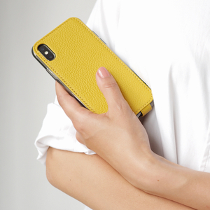 Чехол для iPhone X/XS из натуральной кожи теленка, желтого цвета