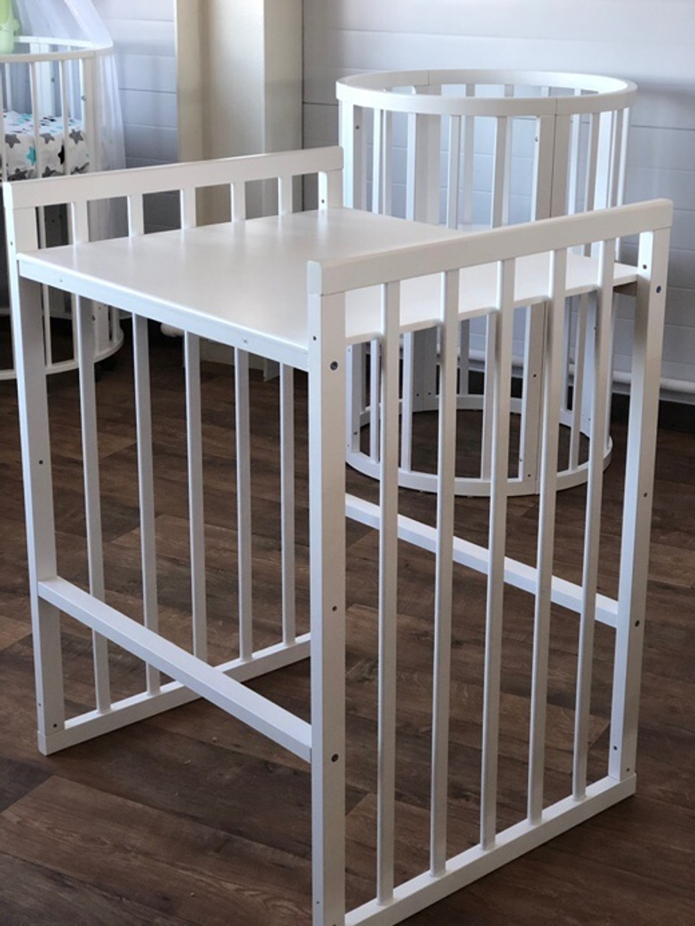 Детская кровать "Соня 02" ОВАЛЬНАЯ 8 в 1 Колесо БЕЛАЯ (75*125)