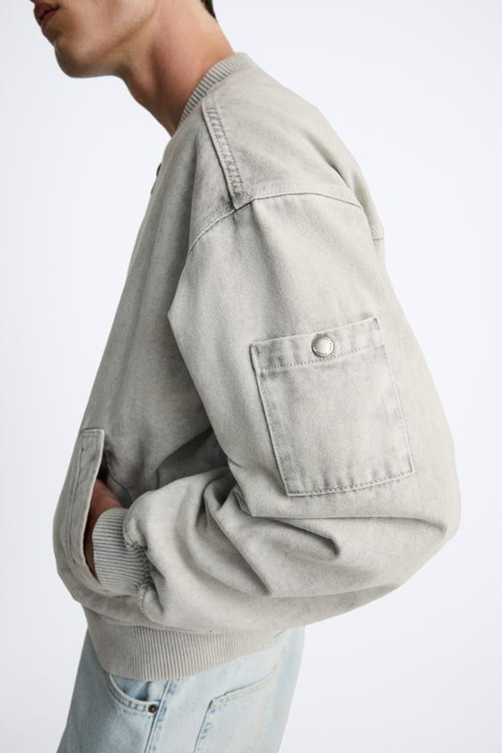 ZARA ХЛОПКОВЫЙ БОМБЕР, СВЕТЛО-СЕРЫЙ, 6987/354 – купить за 8