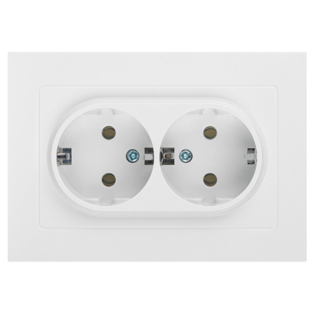 Розетка Intro Accent 6-205-01 двойная 2X2P+E Schuko 16А-250В IP20 СУ AL/CU белый